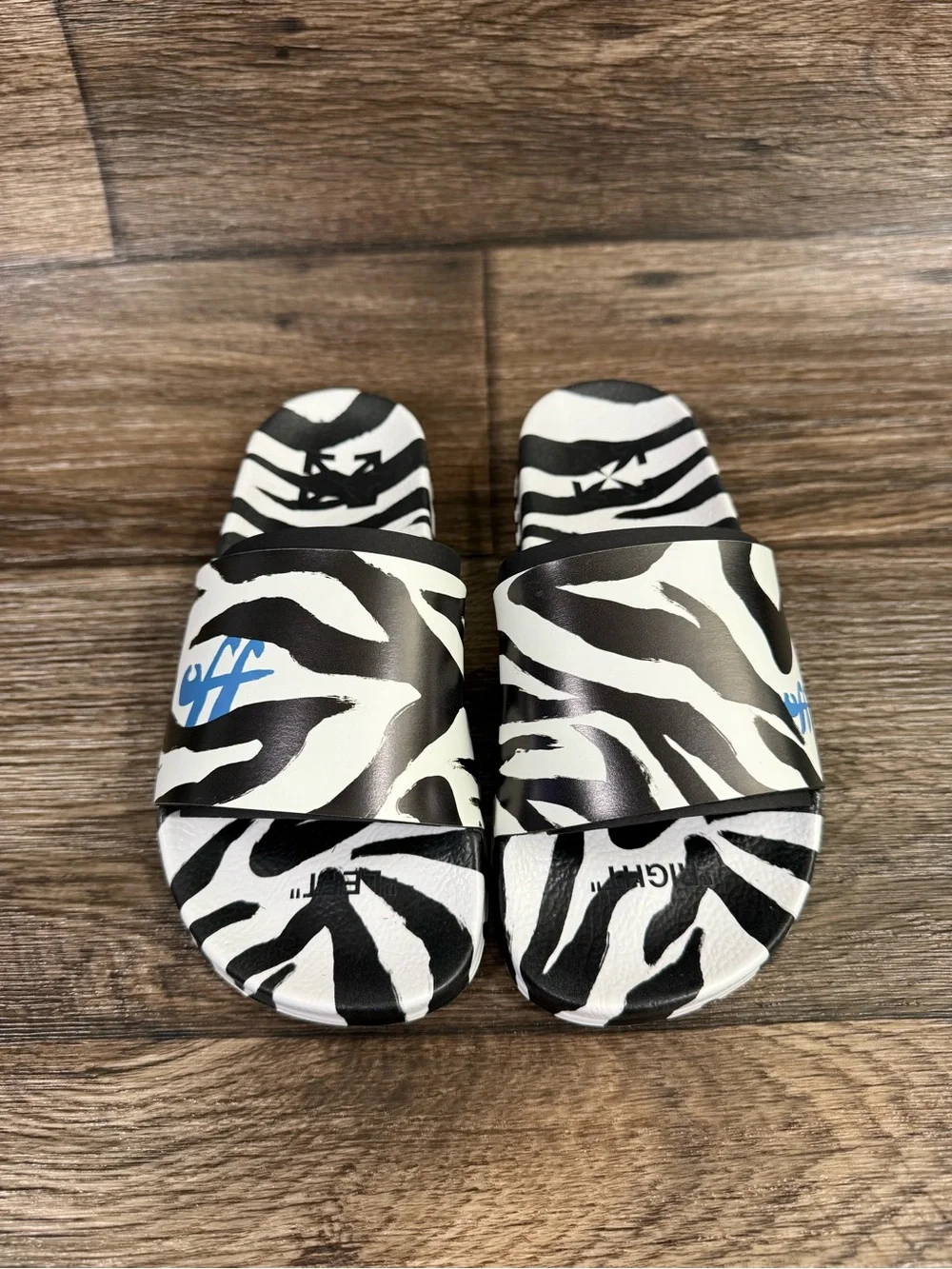 NWT Off White c/o Virgil Abloh Slides Zebra-print‎ slides Sz 6